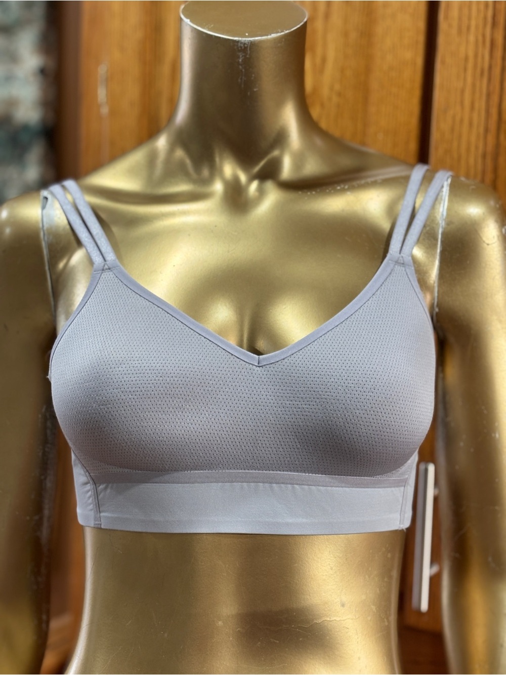 Nike Indy Breathe Sports Bra Light Gray Seamless Double-Strap Bralette